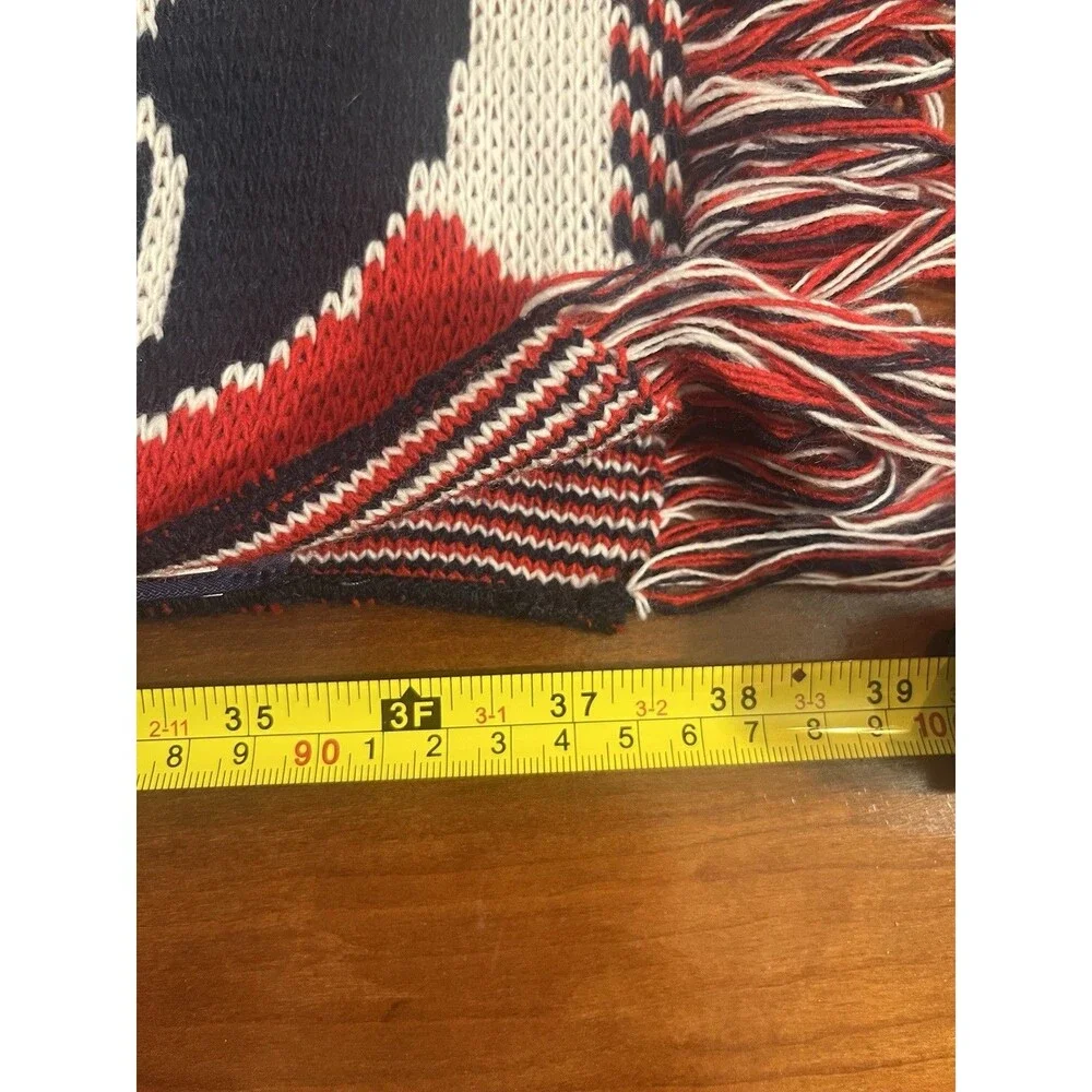 Knitmakers Stars & Stripes Knit Fringe Scarf Acrylic Red White Blue Men's